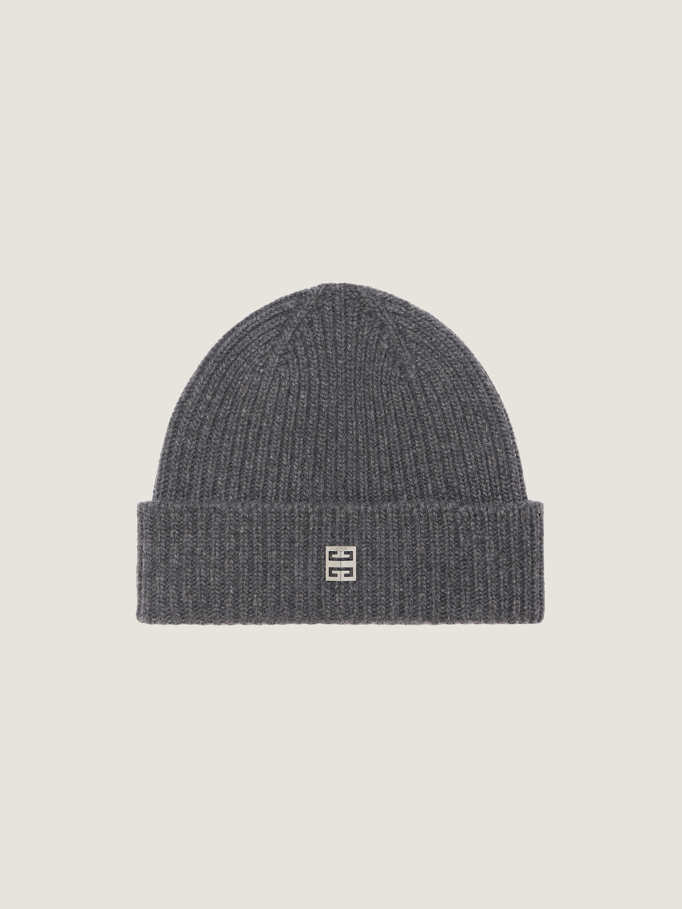 Ribbed beanie in wool and cashmere
